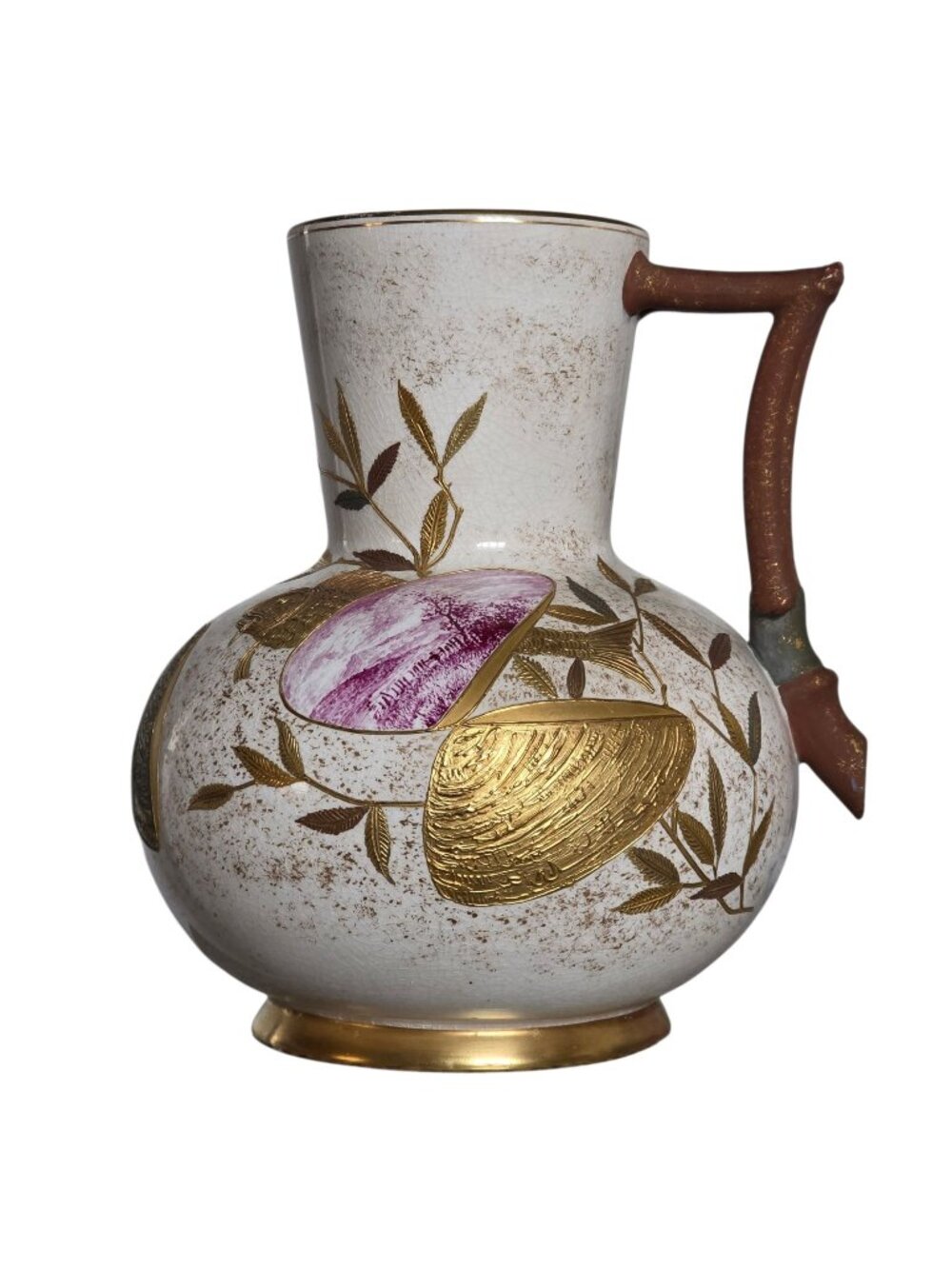 Vintage Artist Signed Cincinnati Hand Painted Gold Art Pottery Ewer Vase 9" x 4.